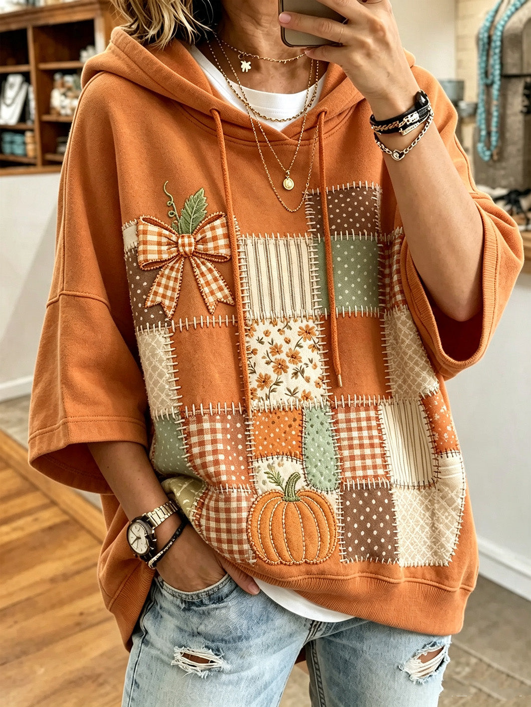Larisa | Felpa Oversized con Stampa Autunnale