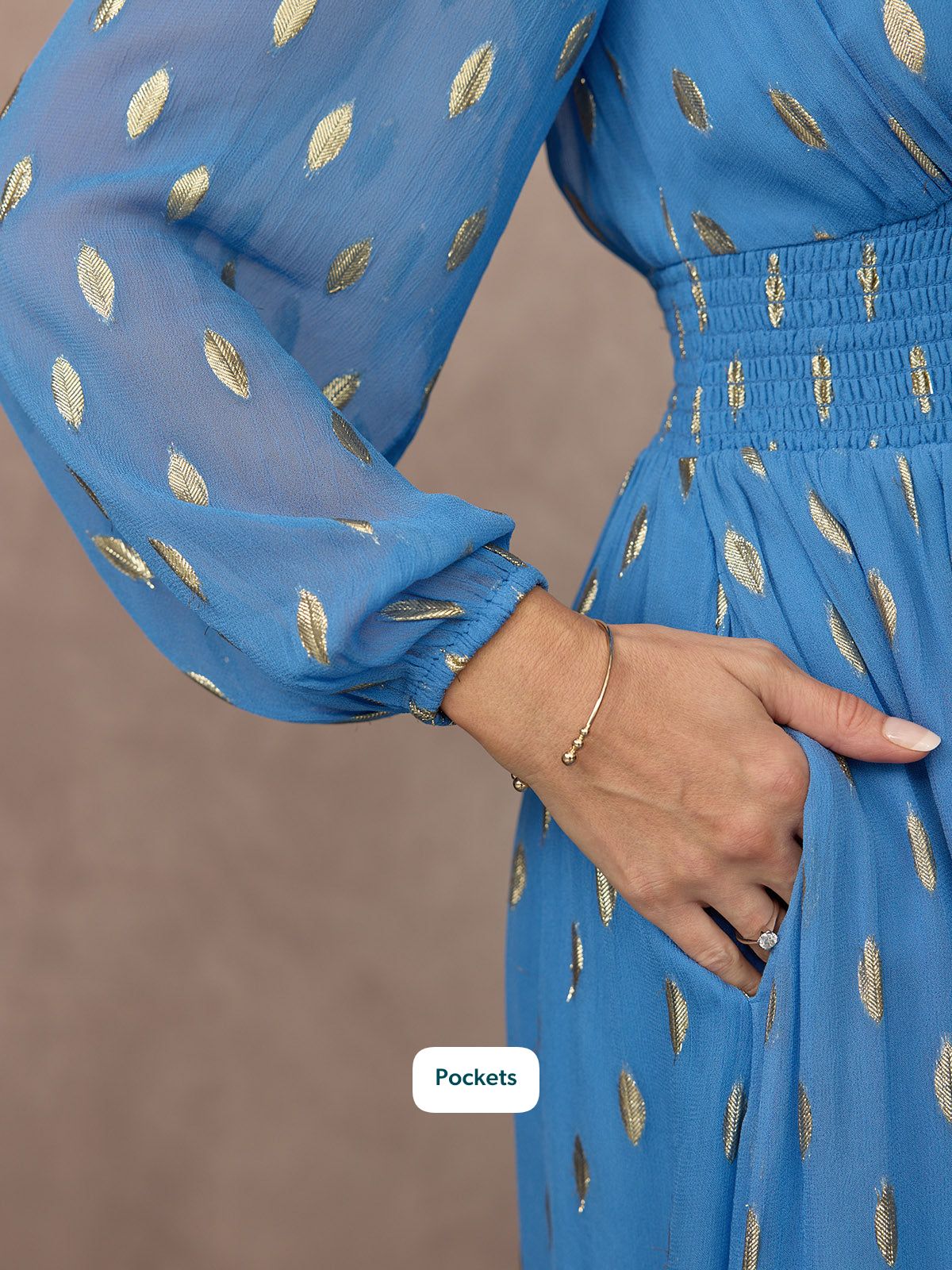 Sonia | Abito Lurex a Maniche Lunghe - Blu
