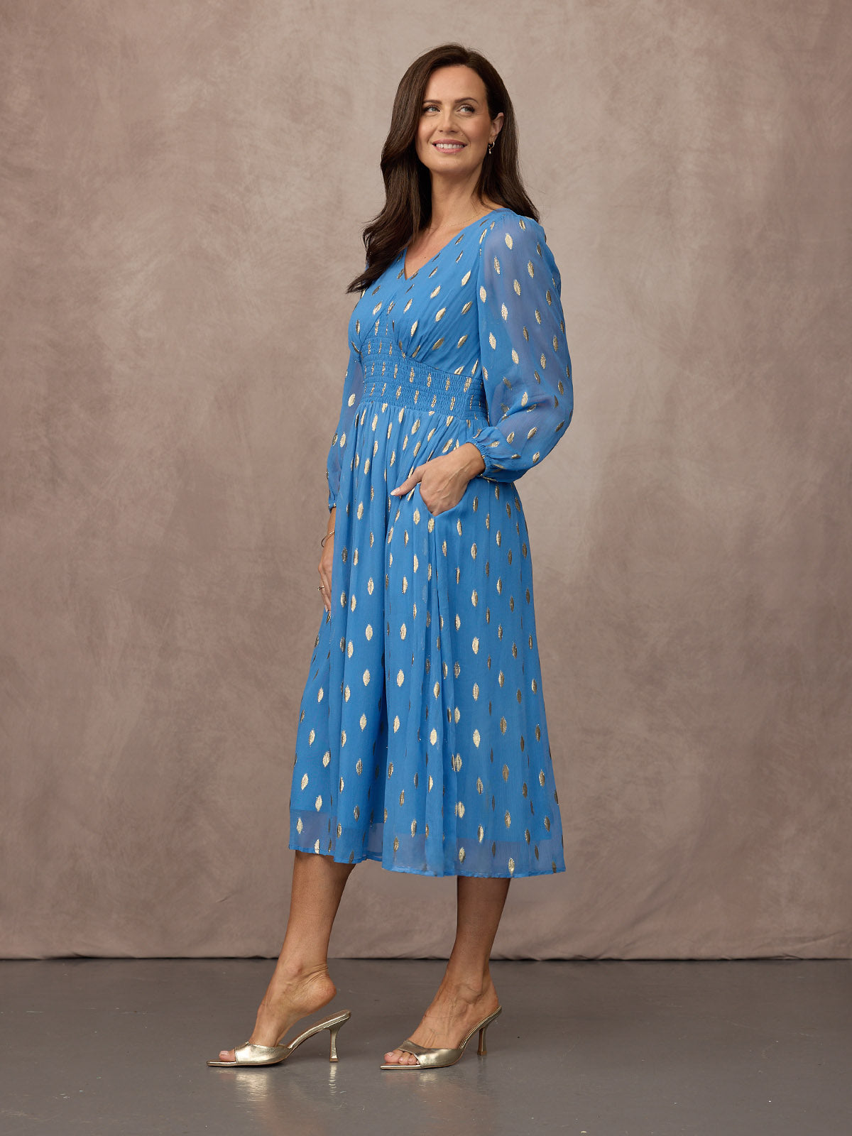 Sonia | Abito Lurex a Maniche Lunghe - Blu