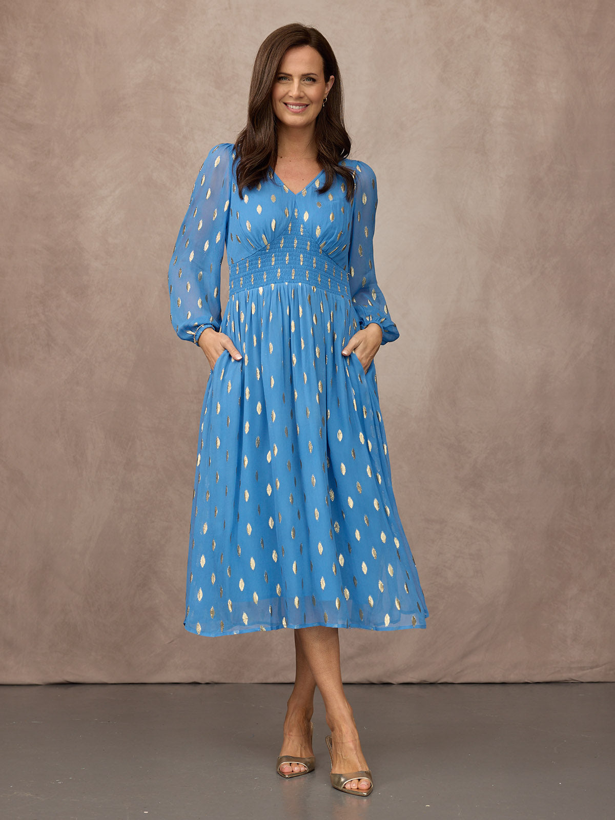 Sonia | Abito Lurex a Maniche Lunghe - Blu