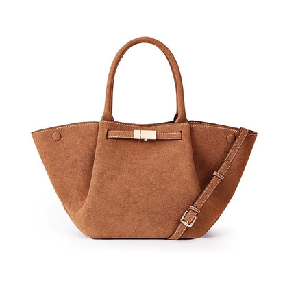 Borsa tote versatile in finta pelle scamosciata vintage