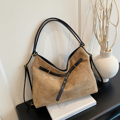 Borsa a tracolla multifunzionale in pelle scamosciata vintage di alta gamma