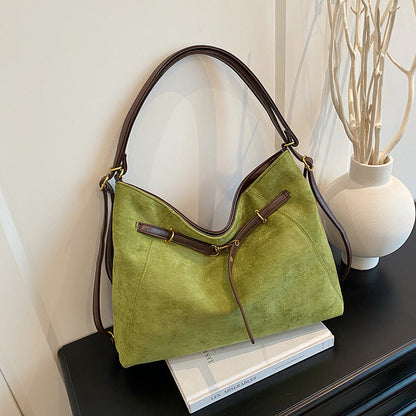 Borsa a tracolla multifunzionale in pelle scamosciata vintage di alta gamma
