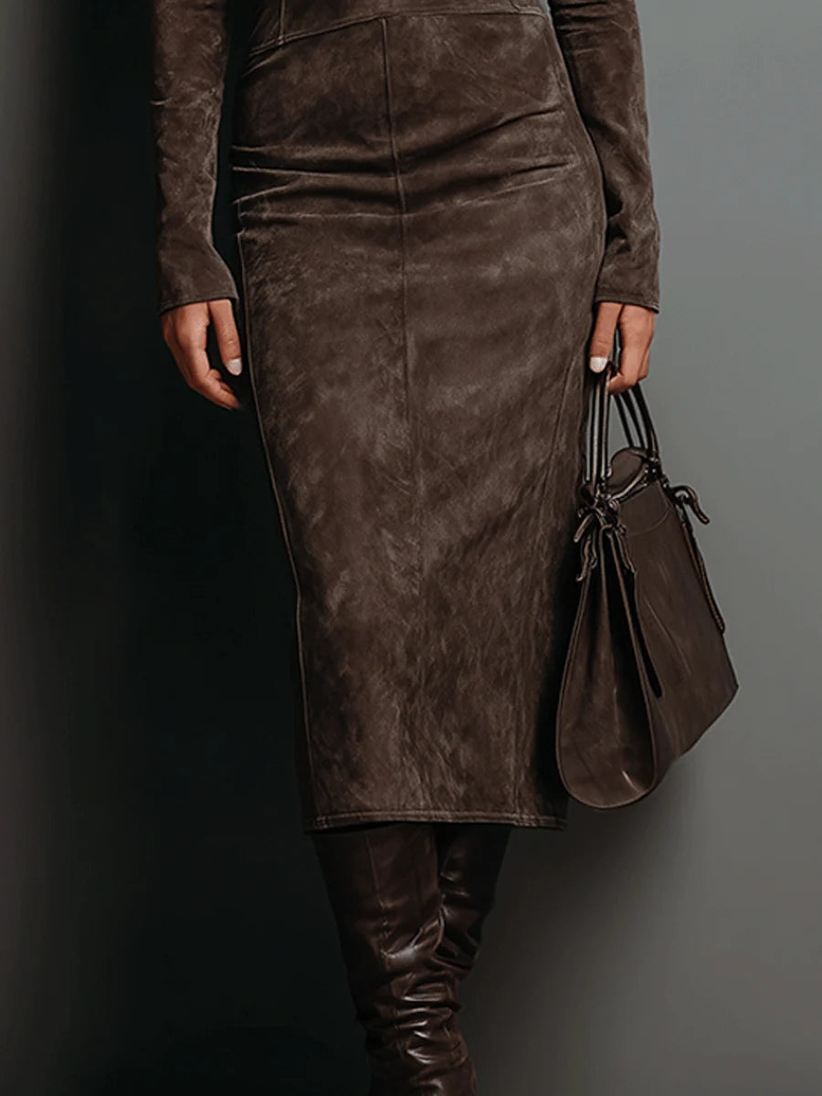 Lorène | Vestito midi lungo marrone