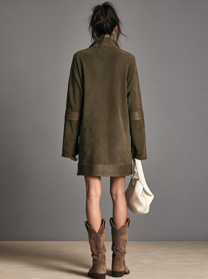 Salome | Abito Shift in Stile Vintage per Donna con Pannelli in Similpelle Scamosciata e PU