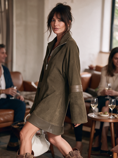 Salome | Abito Shift in Stile Vintage per Donna con Pannelli in Similpelle Scamosciata e PU