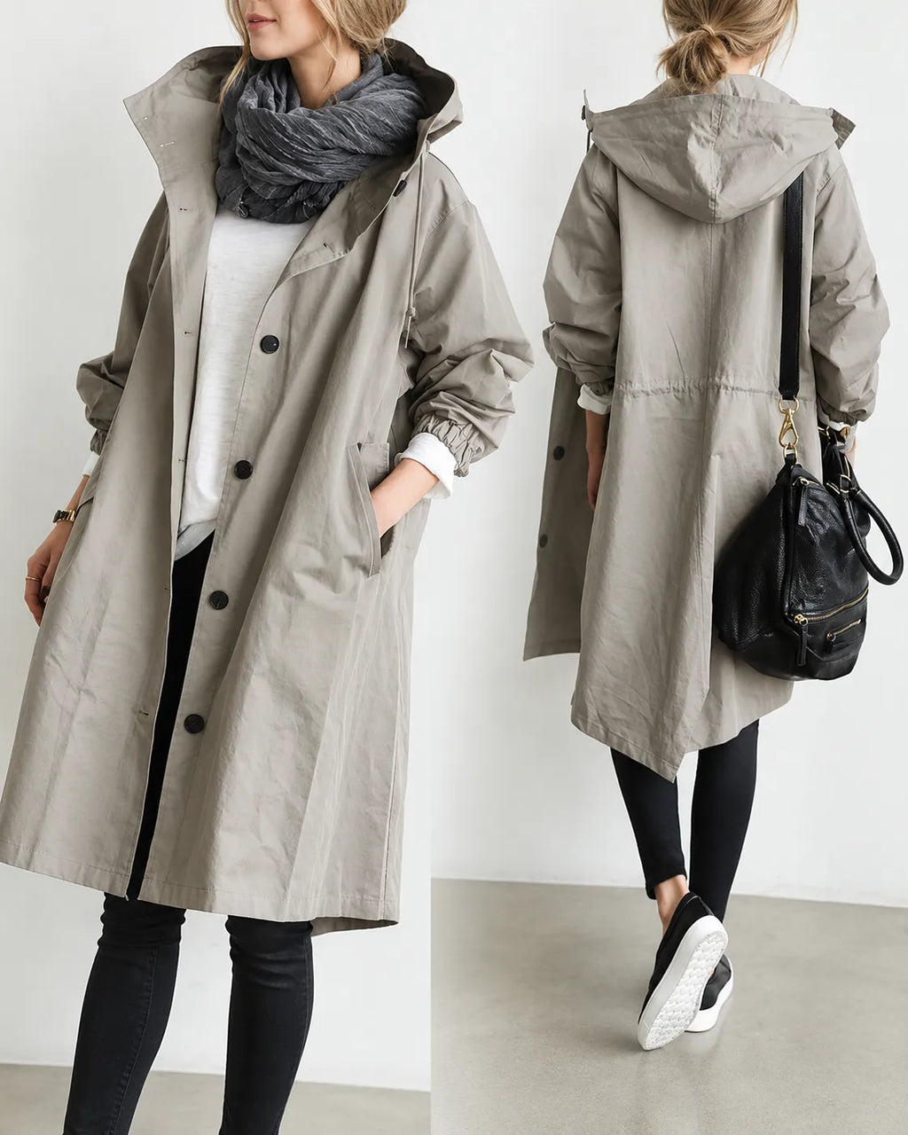 Maisie | Cappotto Oversize con Cappuccio e Bottoni