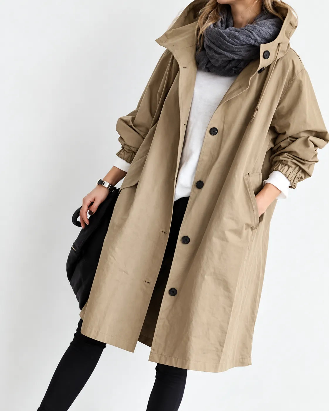 Maisie | Cappotto Oversize con Cappuccio e Bottoni