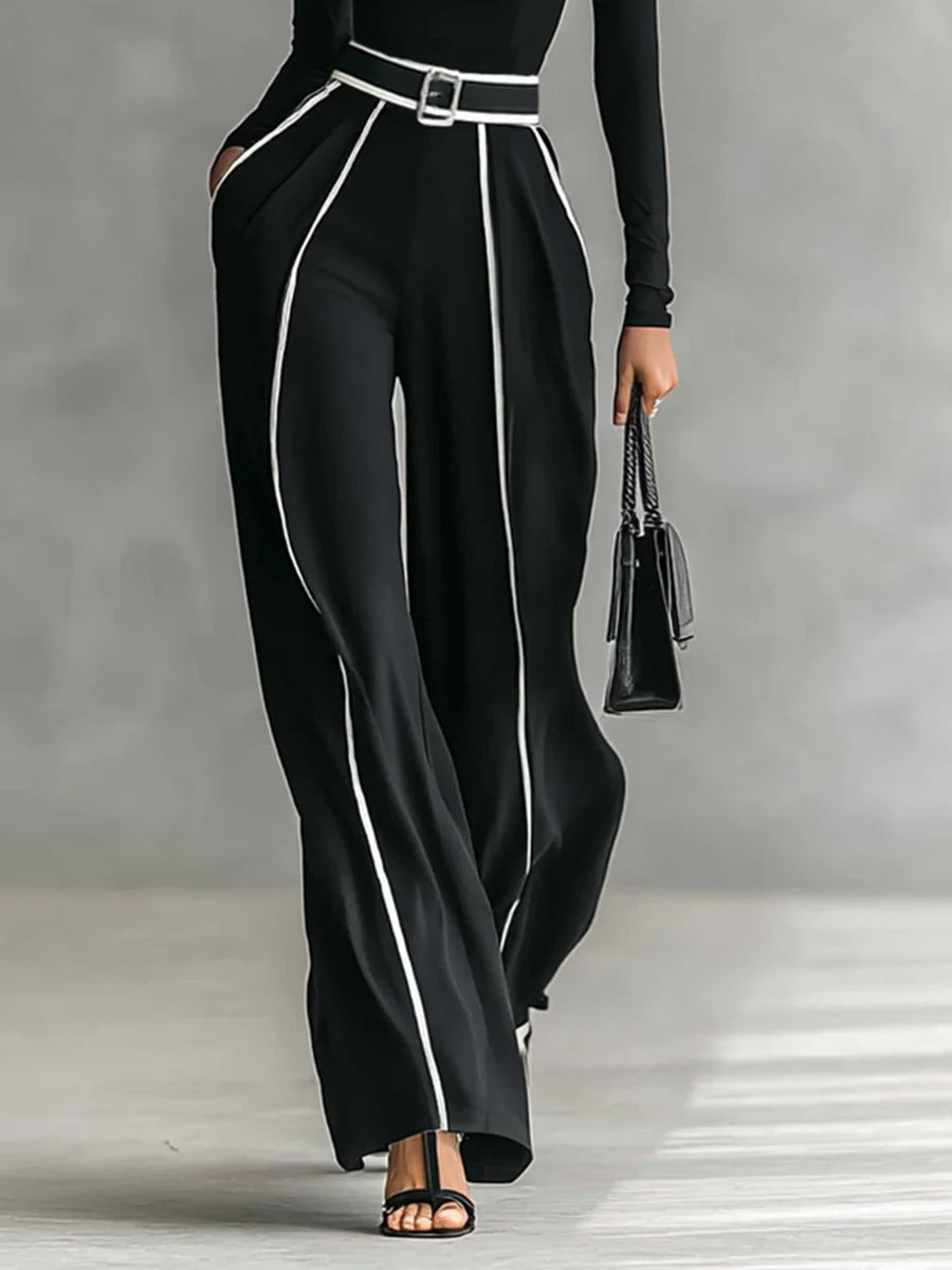 Emma | Completo Elegante con Collo Alto e Pantaloni Larghi