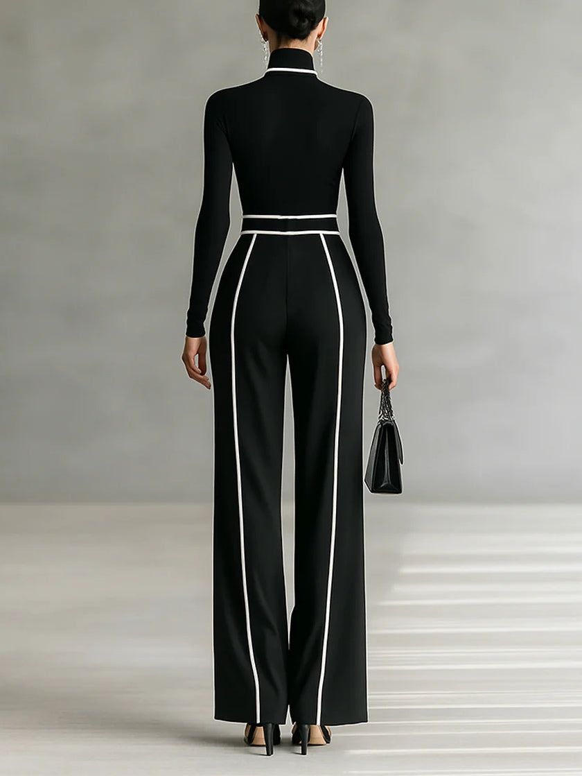Emma | Completo Elegante con Collo Alto e Pantaloni Larghi