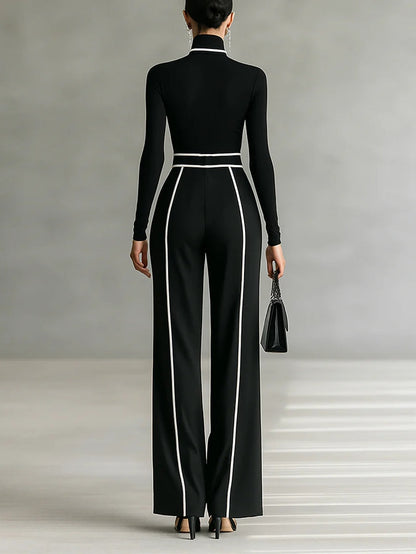 Emma | Completo Elegante con Collo Alto e Pantaloni Larghi