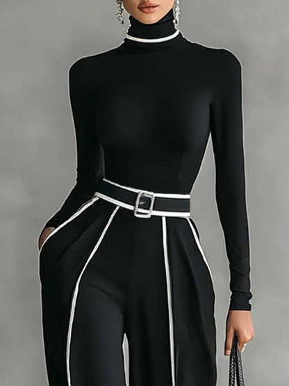 Emma | Completo Elegante con Collo Alto e Pantaloni Larghi