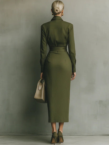 Livia | Maxi Dress in Cotone Verde Militare