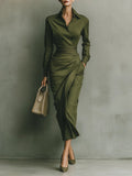 Livia | Maxi Dress in Cotone Verde Militare