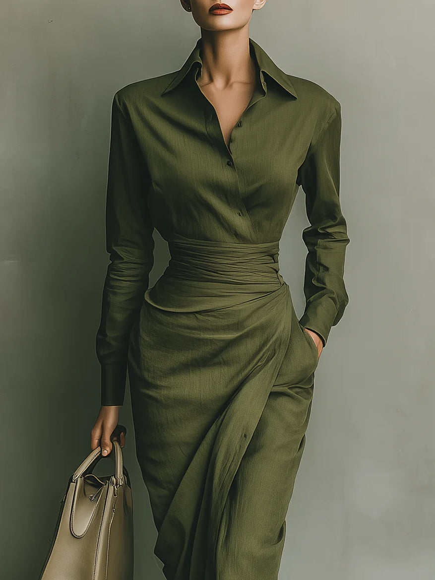 Livia | Maxi Dress in Cotone Verde Militare