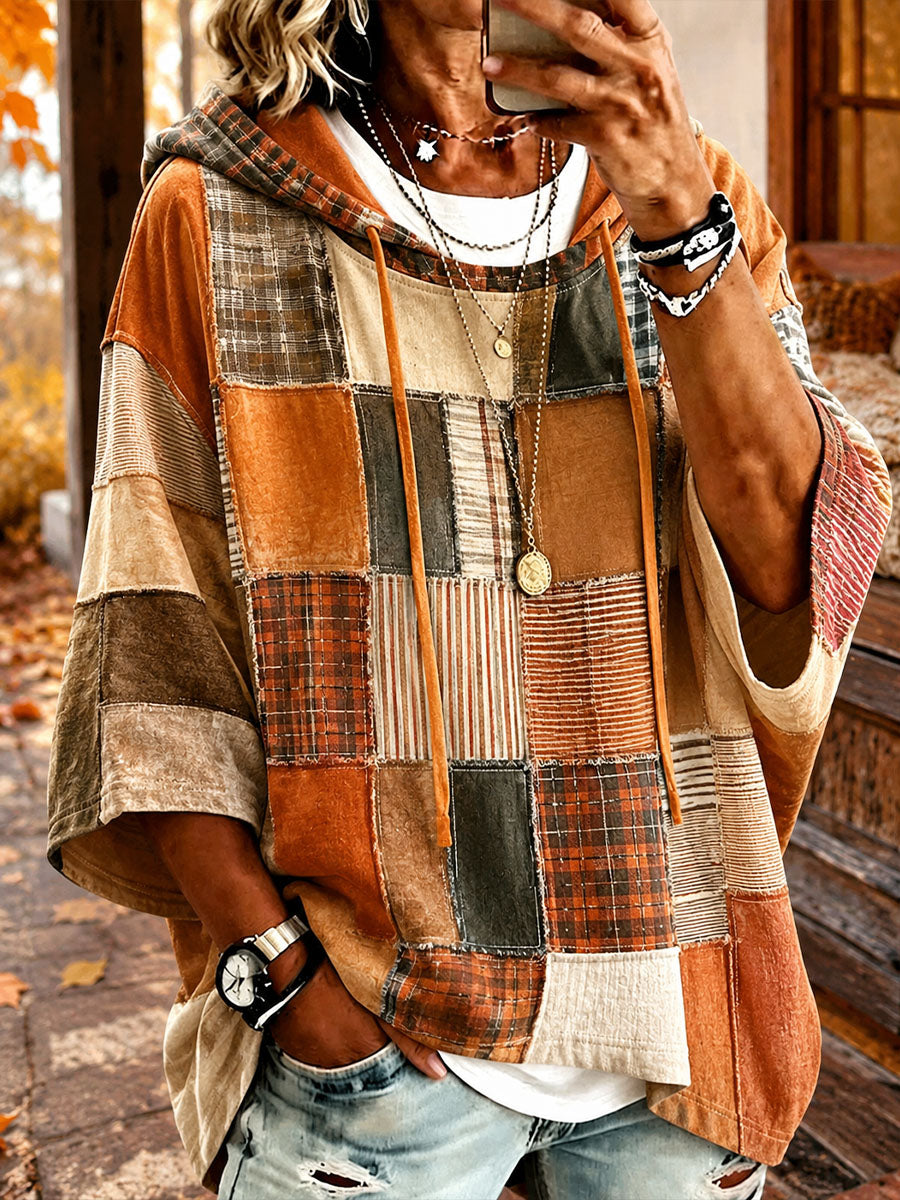 Gabriela | Felpa Oversize con Patchwork nei Toni Autunnali