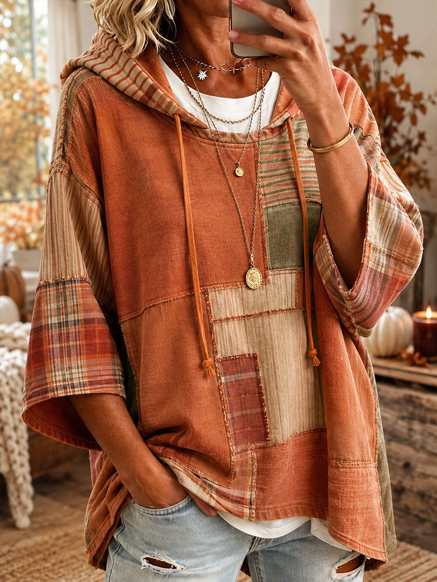Sorina | Felpa Oversized Patchwork Tonalità Autunnali