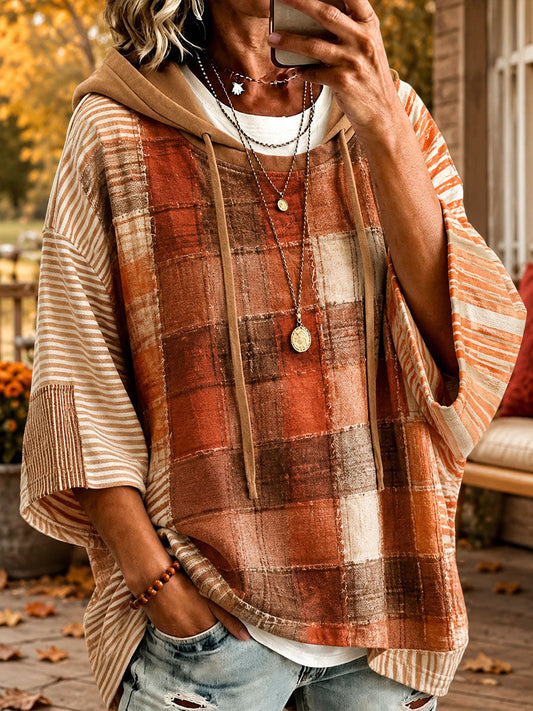 Simona | Felpa Oversized in Patchwork Tonalità Autunnali