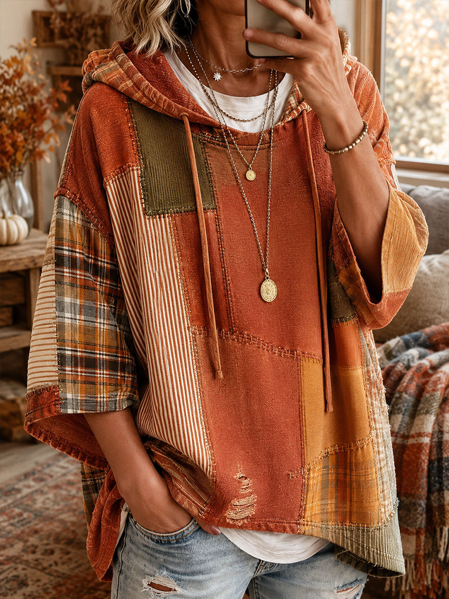 Raluca | Felpa oversize patchwork autunnale