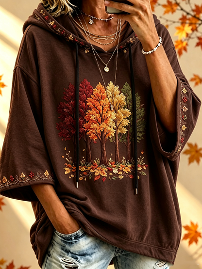 Maria | Felpa Oversized con Stampa Autunnale