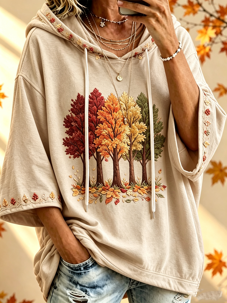 Maria | Felpa Oversized con Stampa Autunnale