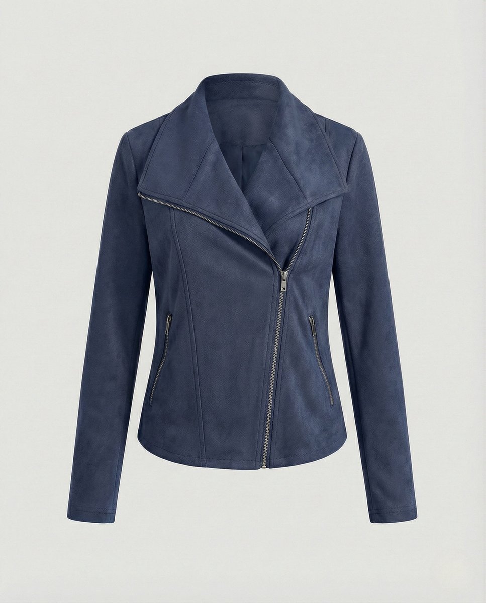 Corinna | Giacca Biker Effetto Scamosciato con Zip Asimmetrica