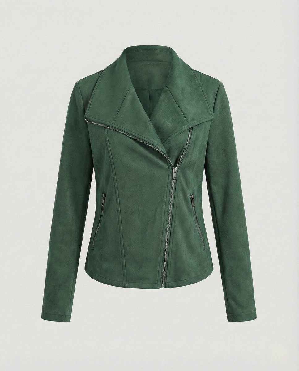 Corinna | Giacca Biker Effetto Scamosciato con Zip Asimmetrica
