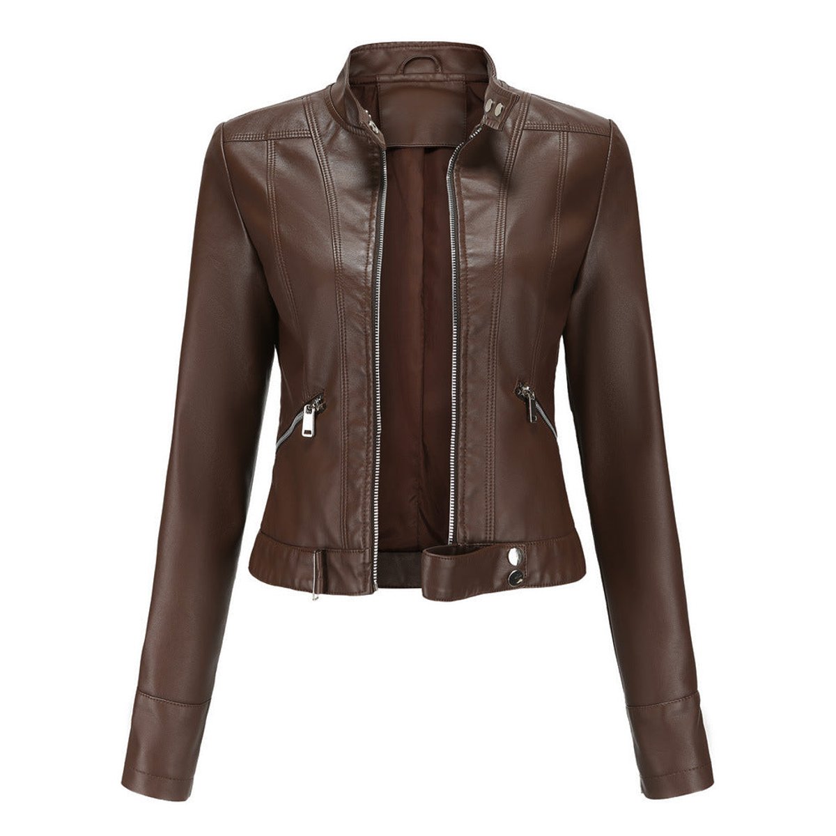 Luana | Giacca Biker Corta con Collo alla Coreana
