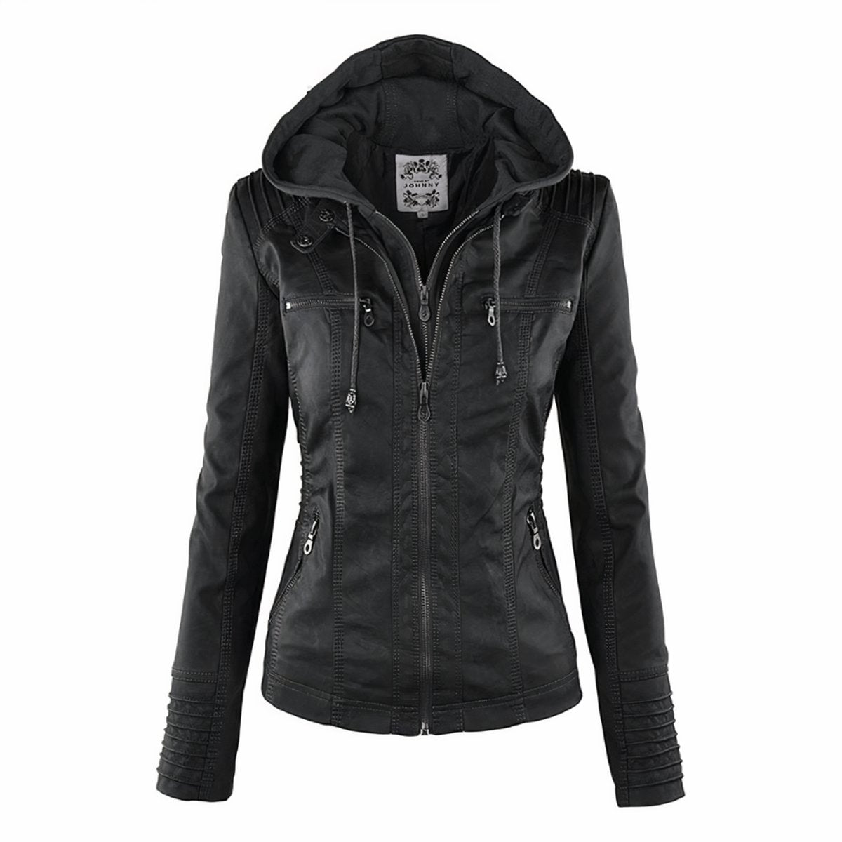 Cassia | Giacca Stile Moto con Cappuccio Removibile
