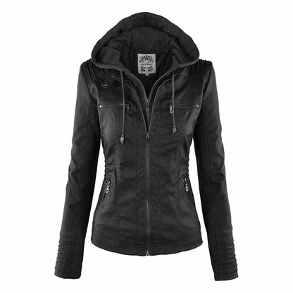 Cassia | Giacca Stile Moto con Cappuccio Removibile