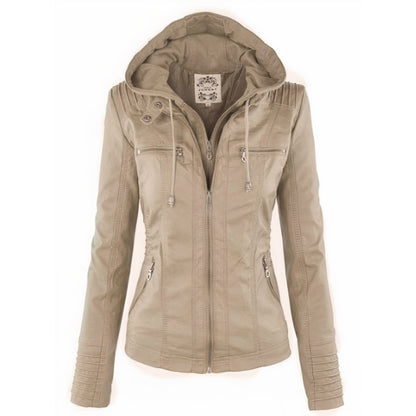 Cassia | Giacca Stile Moto con Cappuccio Removibile