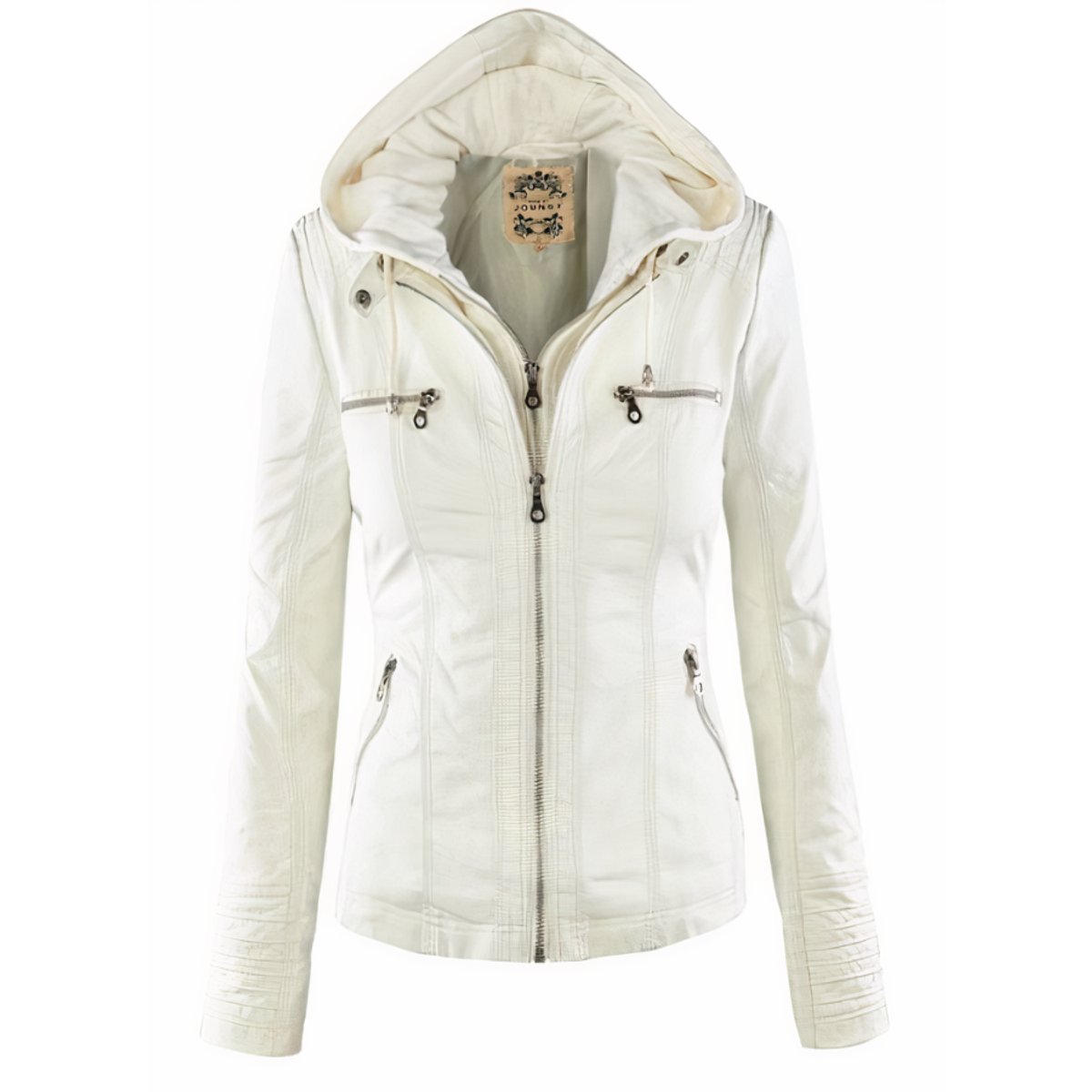 Cassia | Giacca Stile Moto con Cappuccio Removibile