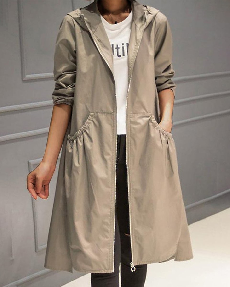 Kathleen | Cappotto lungo con cappuccio e zip