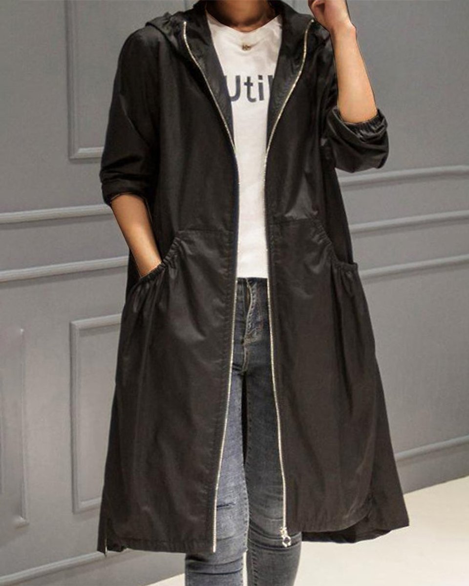 Kathleen | Cappotto lungo con cappuccio e zip