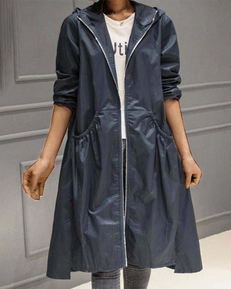 Kathleen | Cappotto lungo con cappuccio e zip