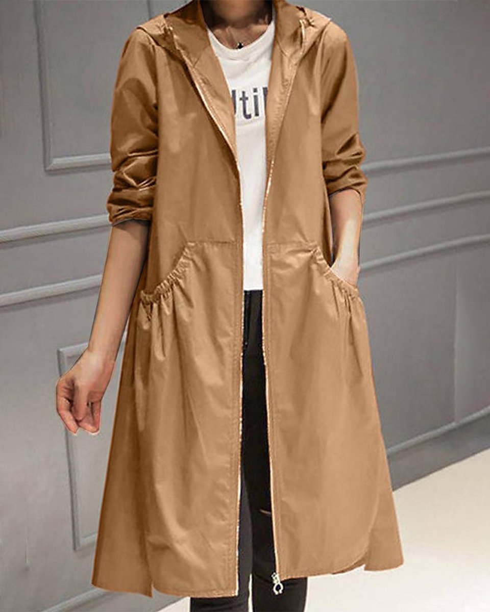 Kathleen | Cappotto lungo con cappuccio e zip