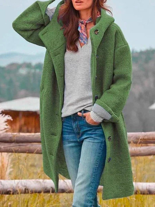 Eleanor | Cappotto lungo con cappuccio e bottoni