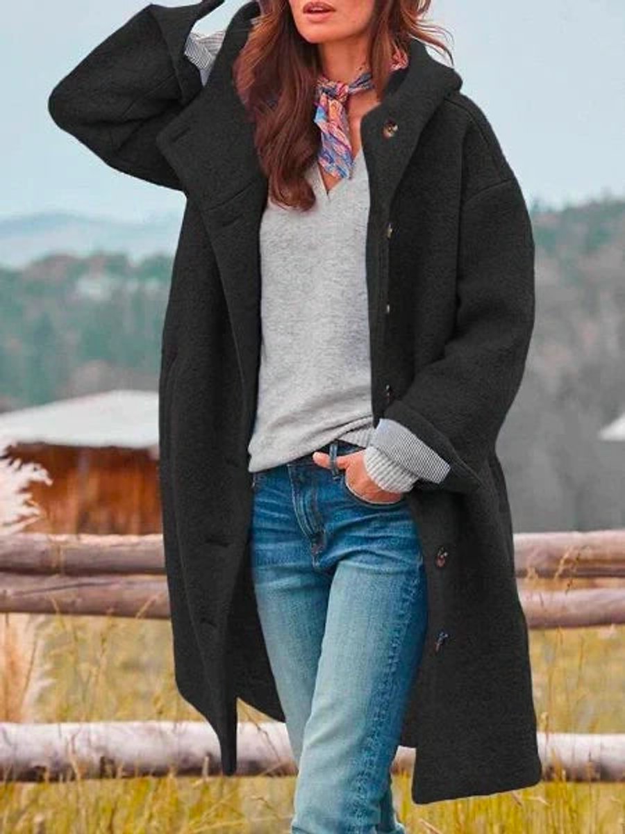 Eleanor | Cappotto lungo con cappuccio e bottoni