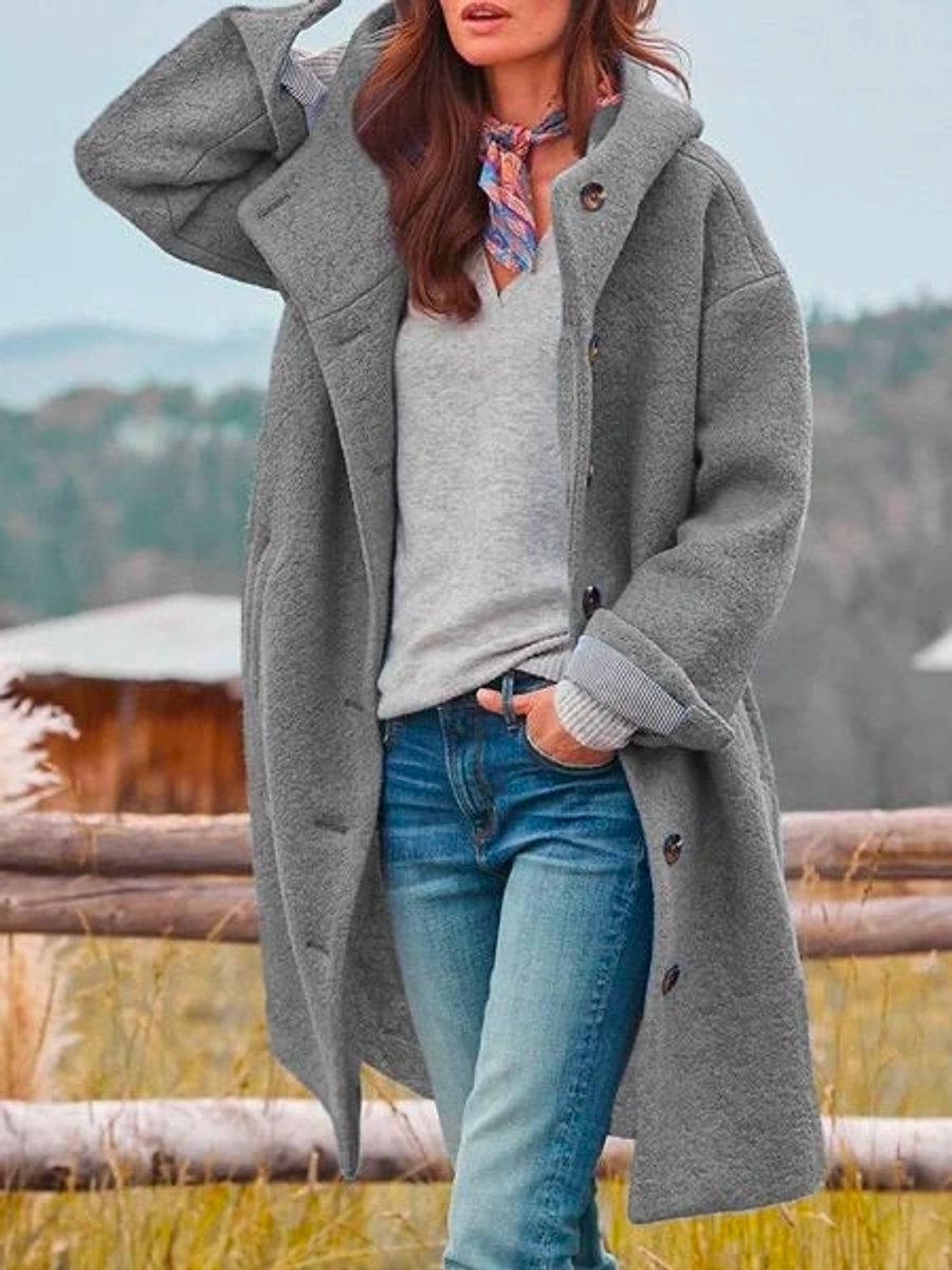 Eleanor | Cappotto lungo con cappuccio e bottoni